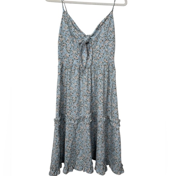 To My Lovers Baby Blue Floral Spaghetti Strap Sun Dress Size Large - Picture 2 of 9